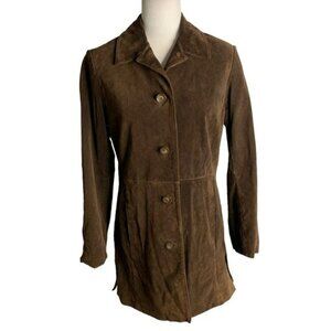 Vintage 90s Cherokee Leather Jacket S Brown Button Front Pockets Lined Collar